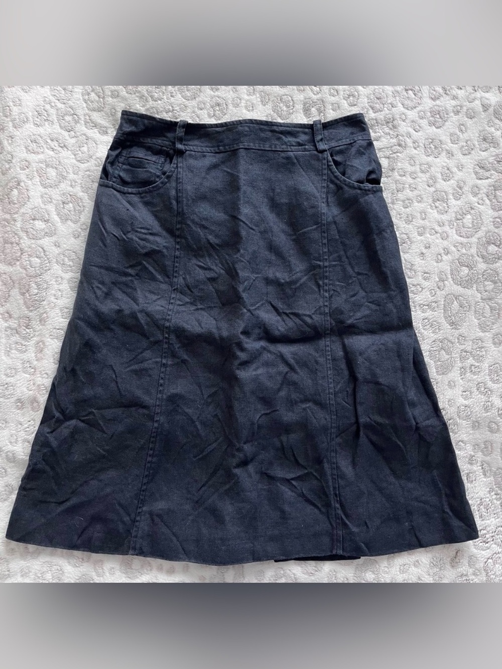 Loro Piana Dark Navy A-Line Skirt